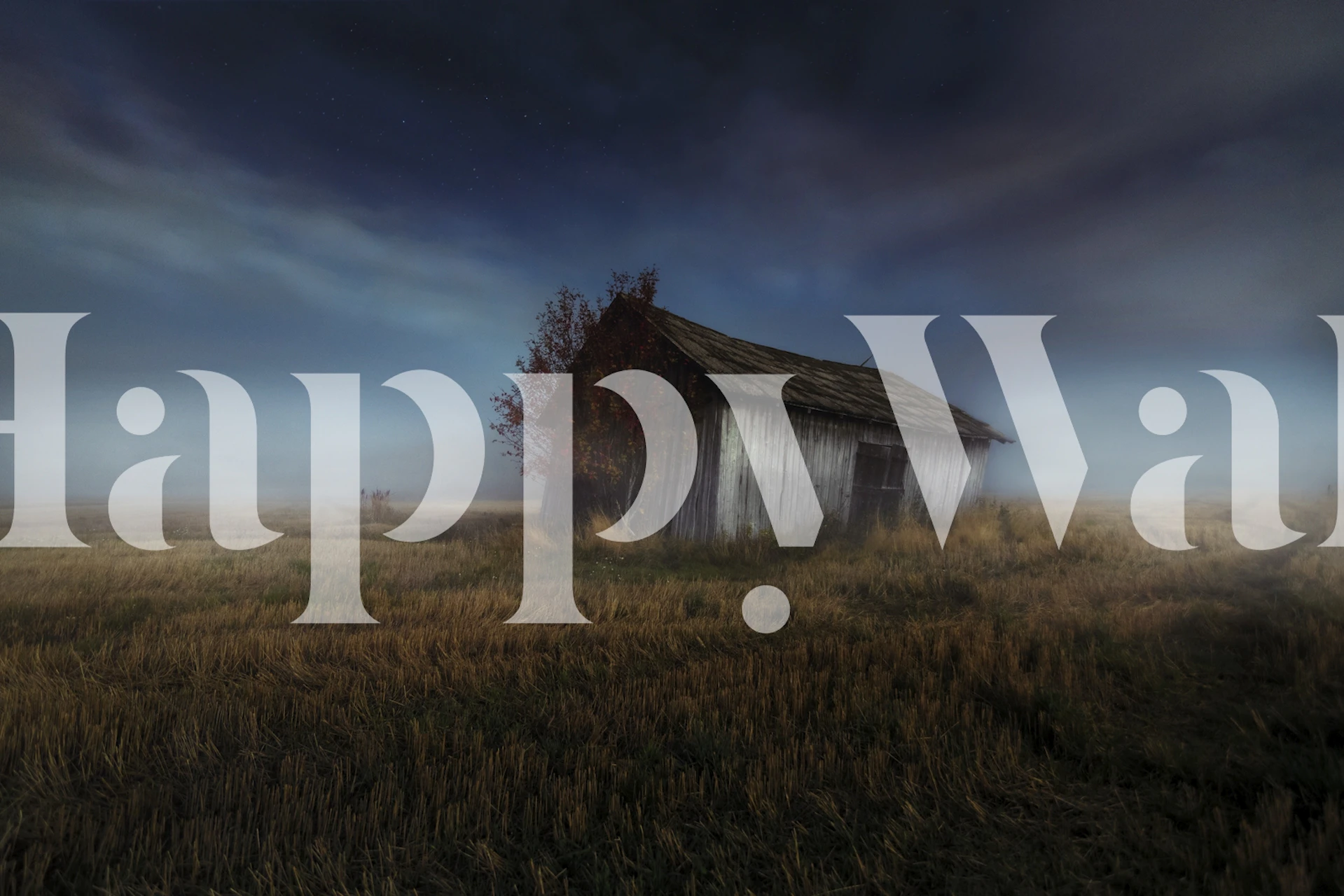 Starry night sky with a rustic house silhouette wallpaper