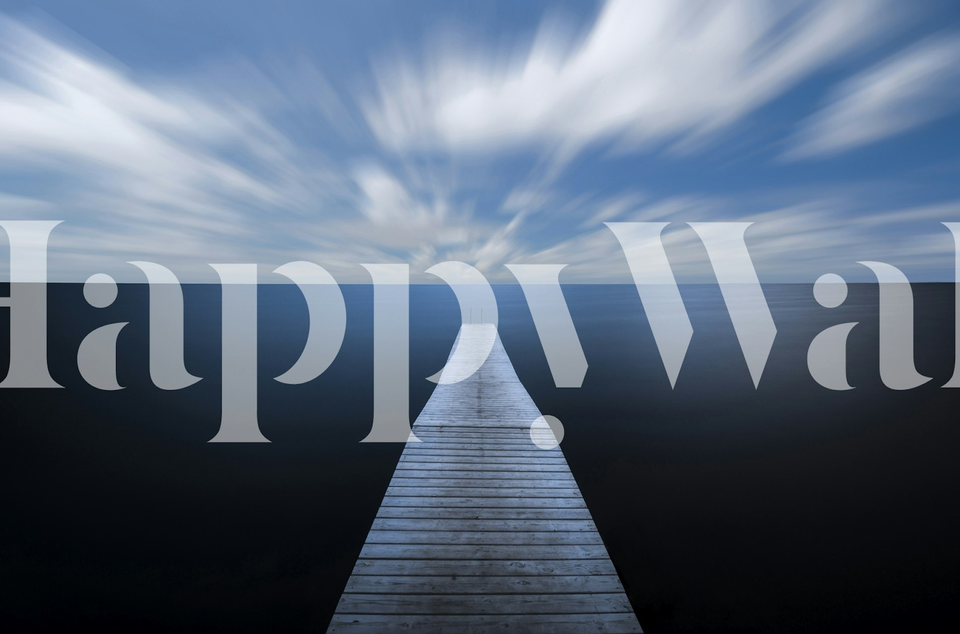 Dock extending into the ocean under blue skies wallpaper