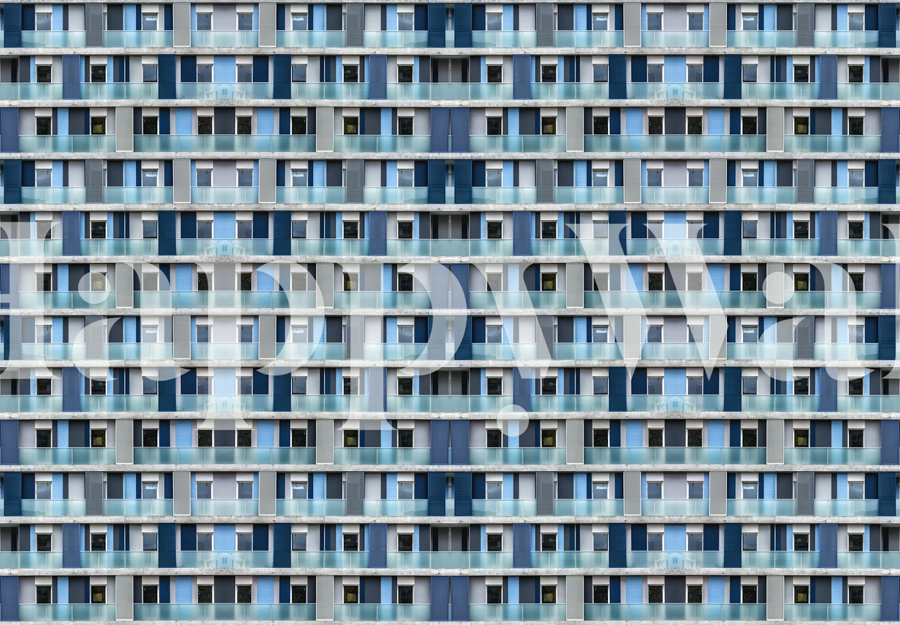 Wall mural of a geometric pattern resembling a building with windows and construction elements