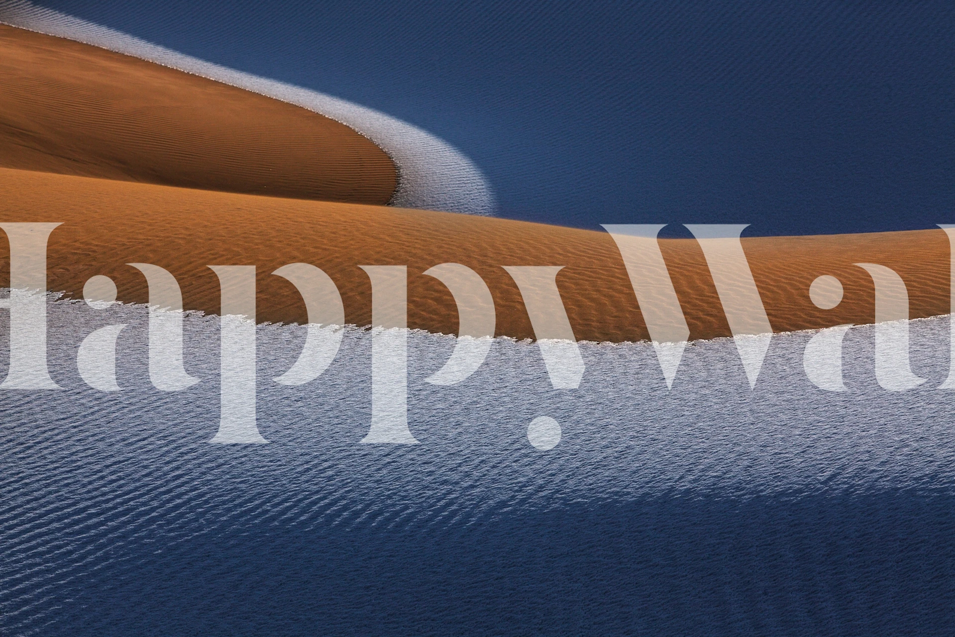 Desert sand dunes with blue sky and orange waves wallpaper