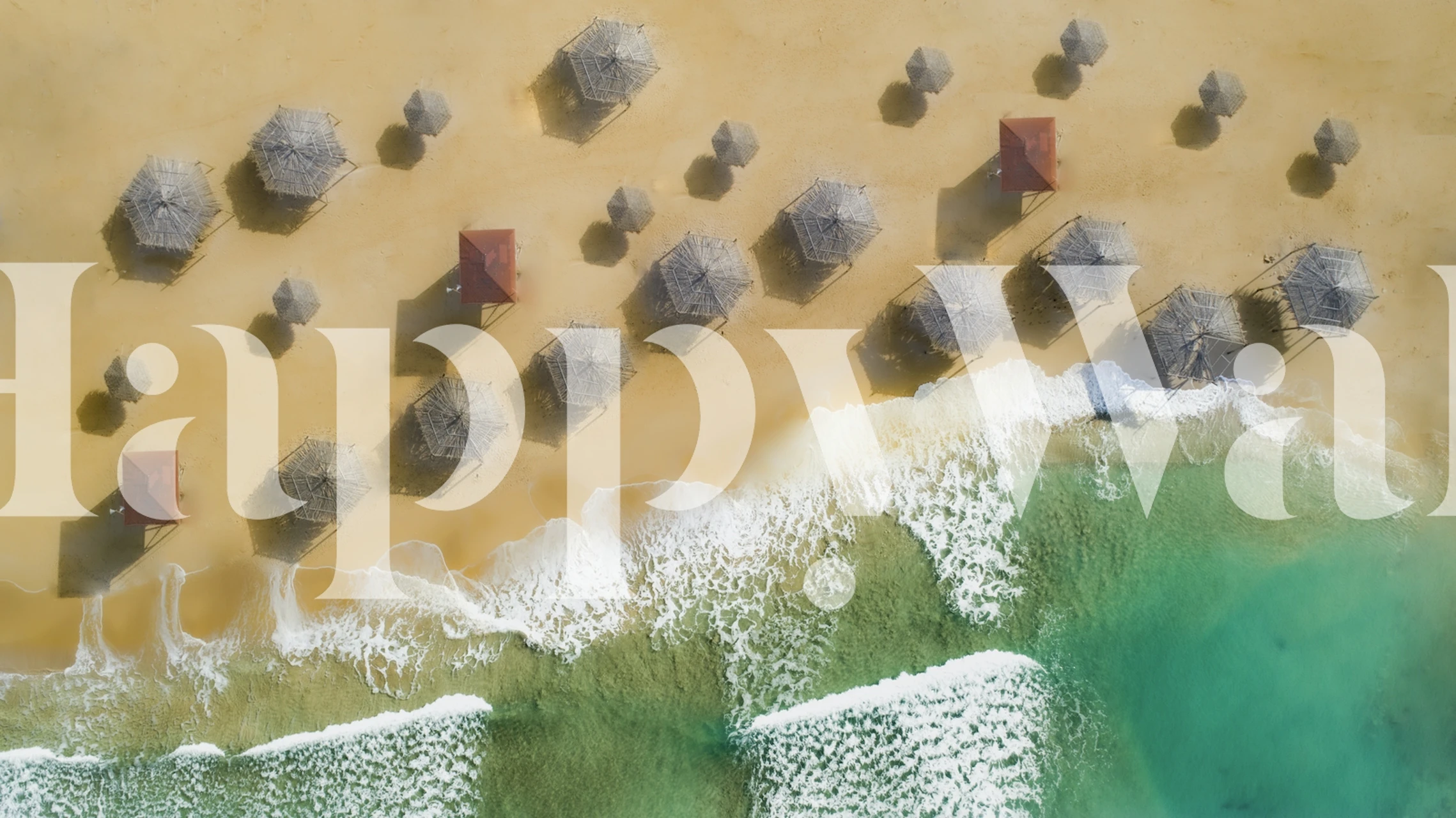 Beach scene wallpaper in a room