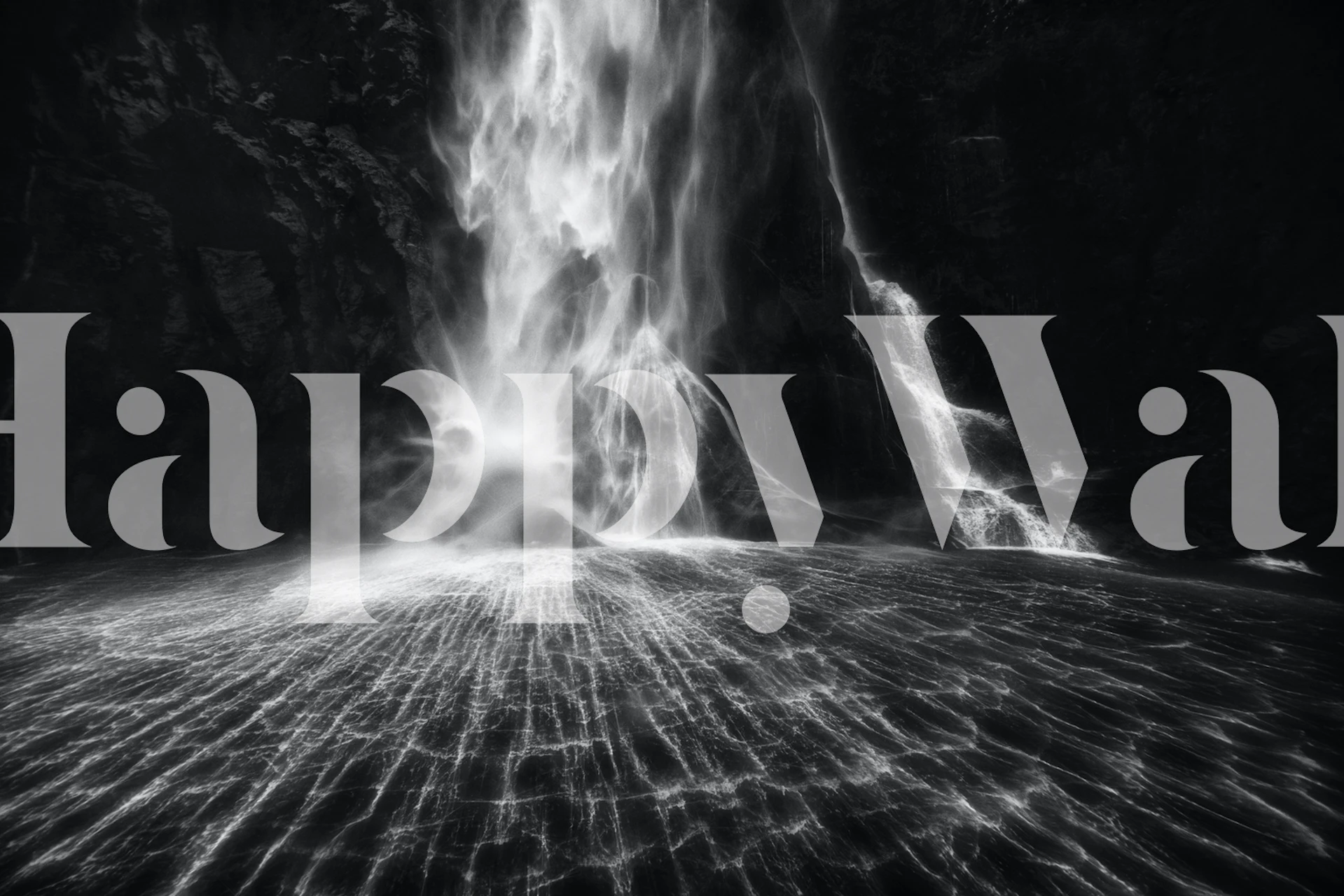 Monochrome waterfall wall mural captivating serene cascade