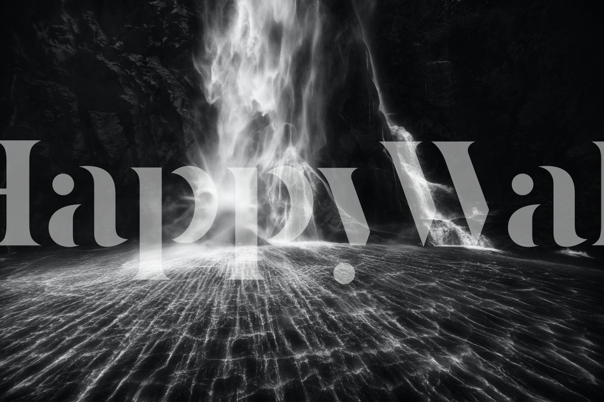 Monochrome waterfall wall mural captivating serene cascade