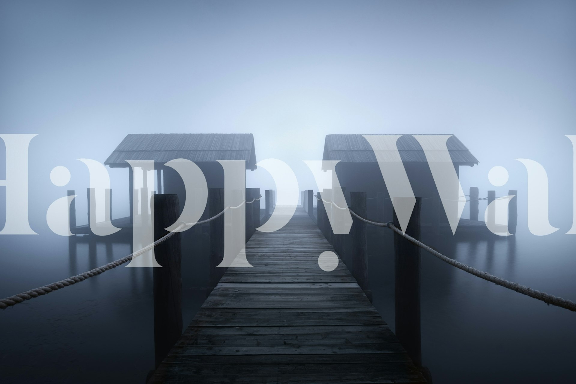 Foggy cabin scene wallpaper in a room