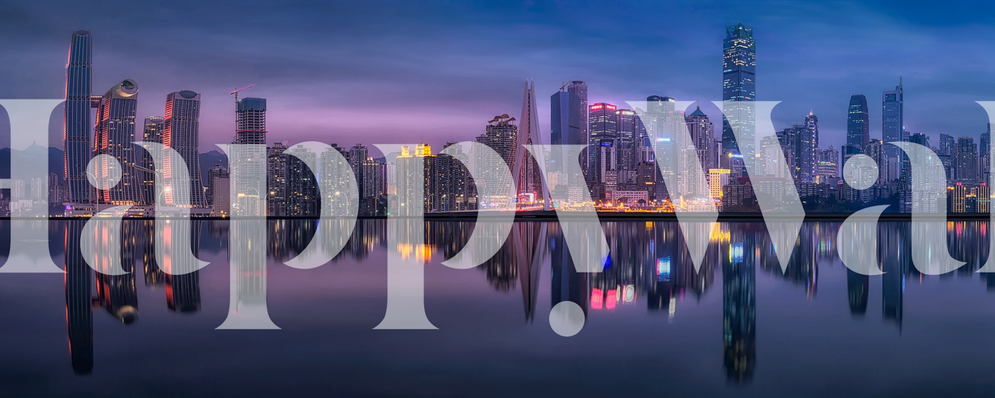 Chongqing skyline at night with colorful lights reflecting on water wallpaper
