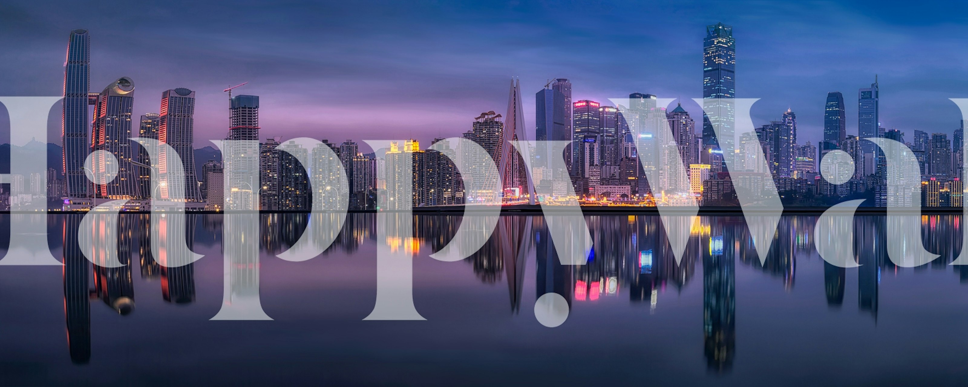 Chongqing skyline at night with colorful lights reflecting on water wallpaper