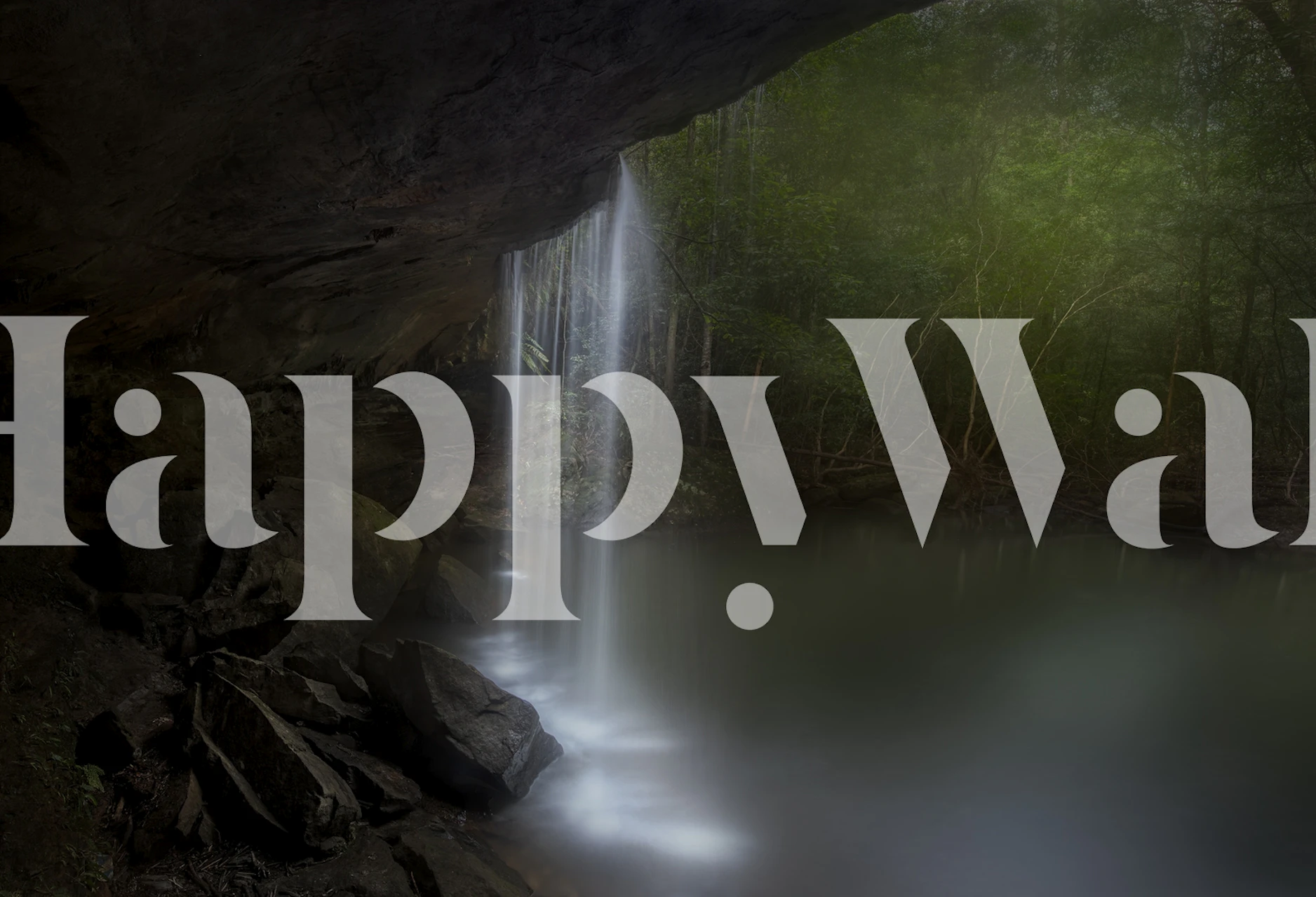 Hidden Waterfalls wall mural depicting a secluded waterfall surrounded by green foliage