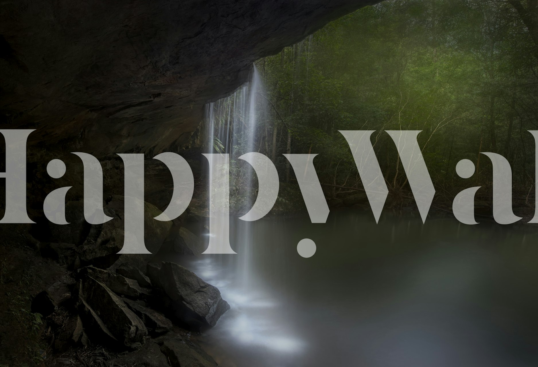 Hidden Waterfalls wall mural depicting a secluded waterfall surrounded by green foliage