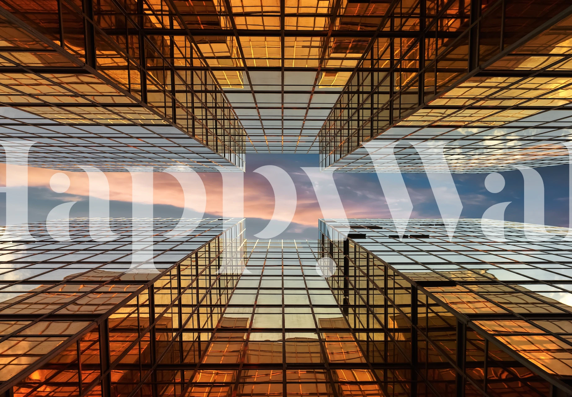 Golden mirrored geometric patterns with reflections wallpaper