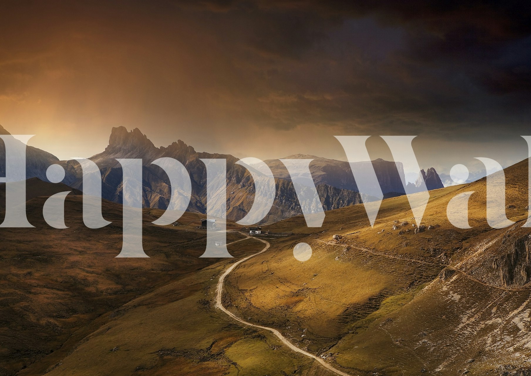 Scenic mountain landscape wallpaper with earthy tones and dramatic skies