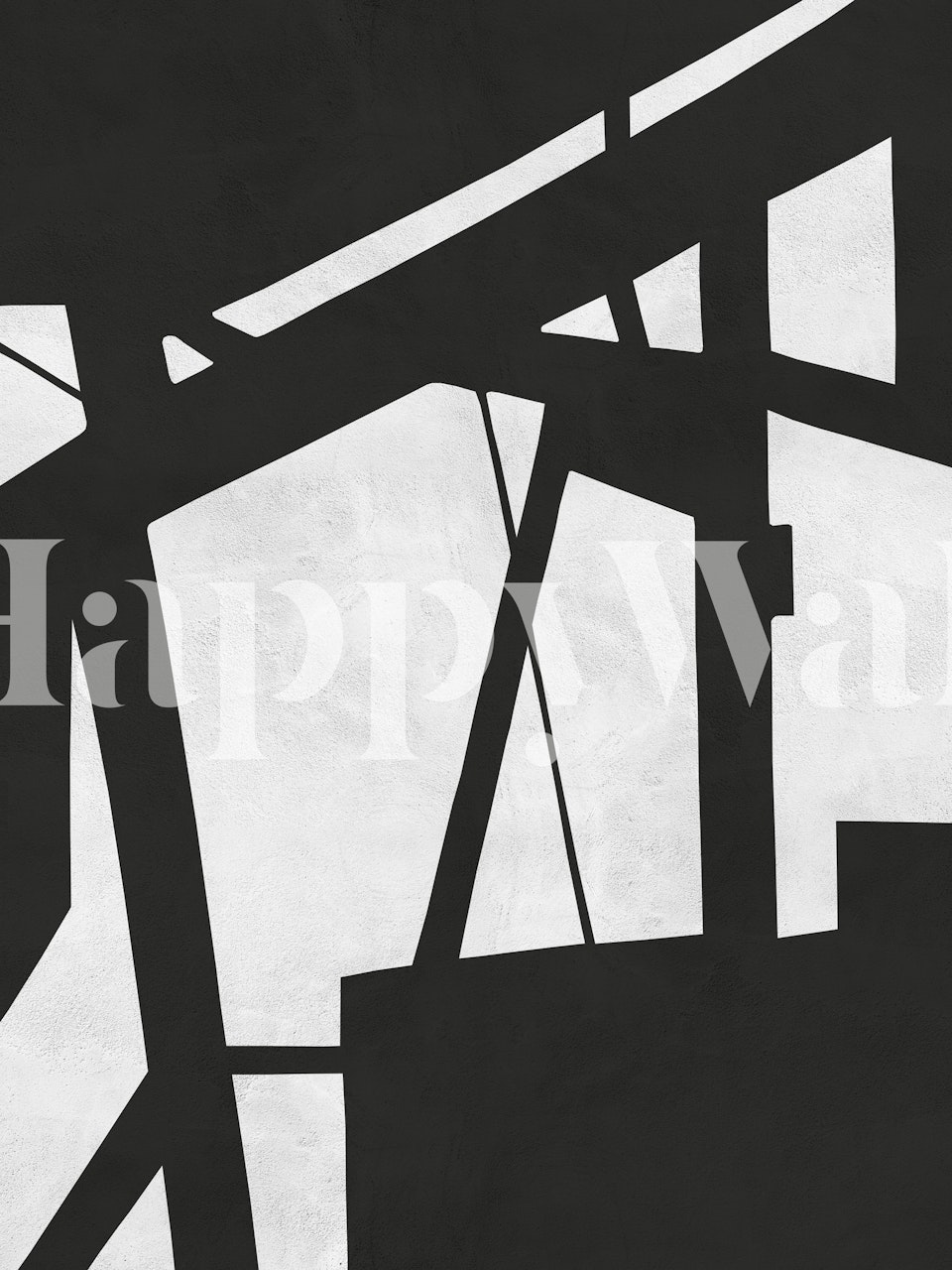 Abstract black and white geometric shapes wall mural