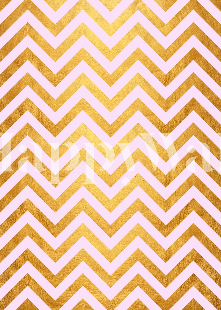 Elegant golden chevron pattern wall mural for home decor