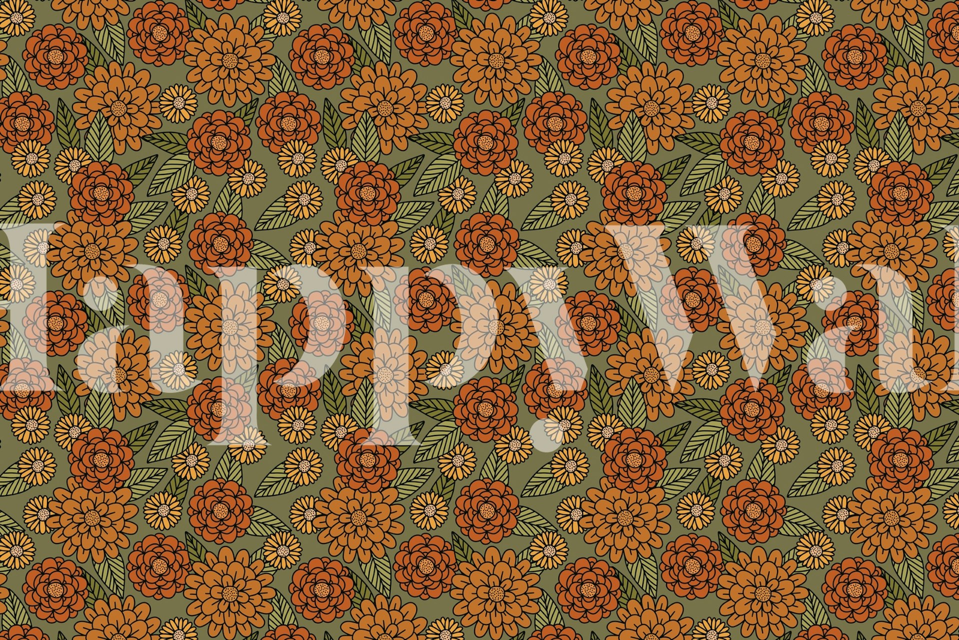 Φλοράλ σχέδιο ταπετσαρίας σε ένα δωμάτιο