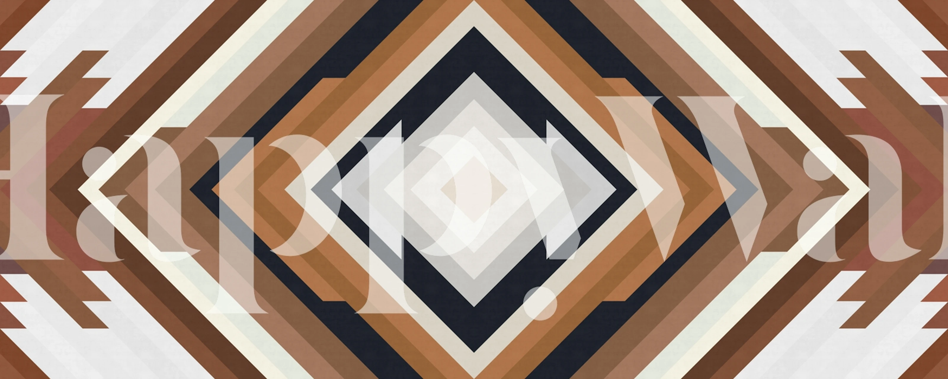 Carta da parati a fasce geometriche astratte con toni caldi e motivi a rombi