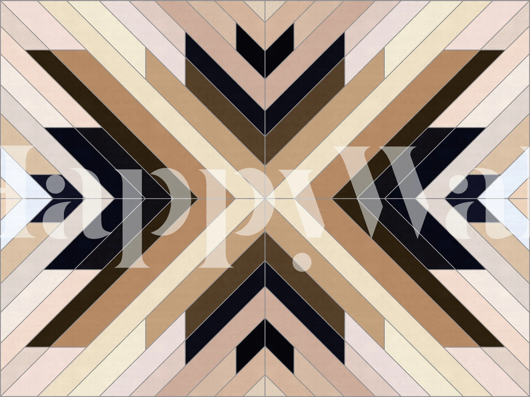 Stylish geometric bands wall mural with a modern pattern of angular lines and contrasting colors