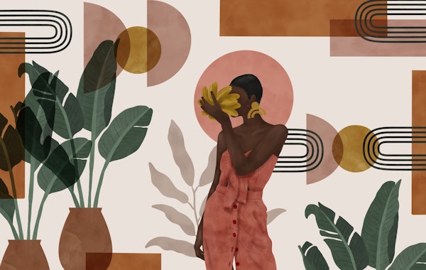 Woman with succulent bananas