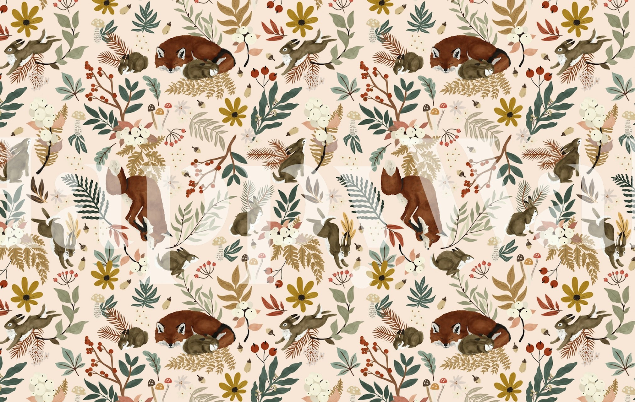 Animals winter wild nature wallpaper in a room