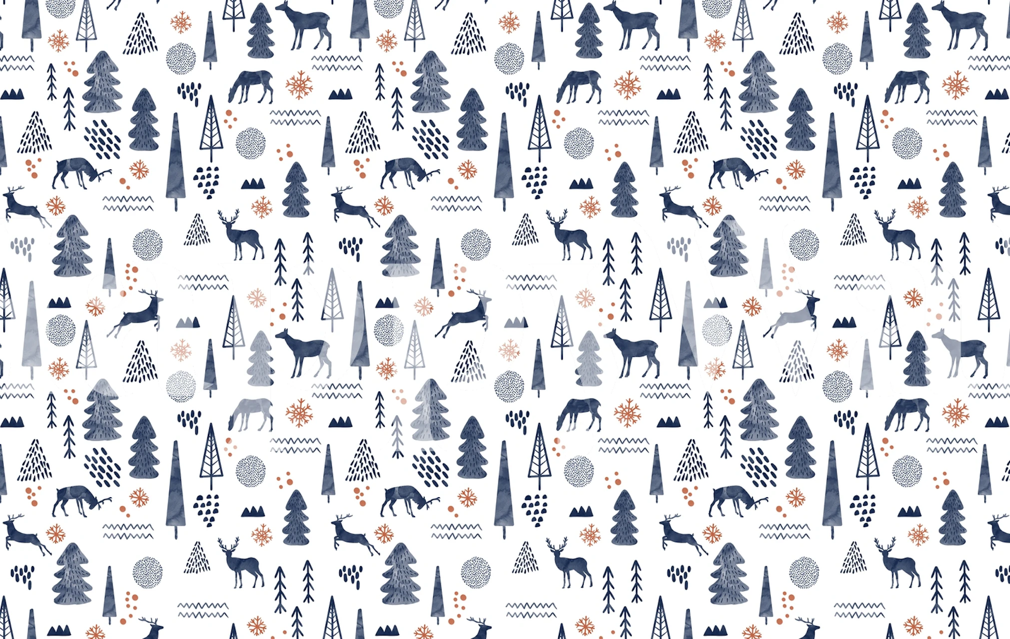 Deer Christmas forest tapet i ett rum