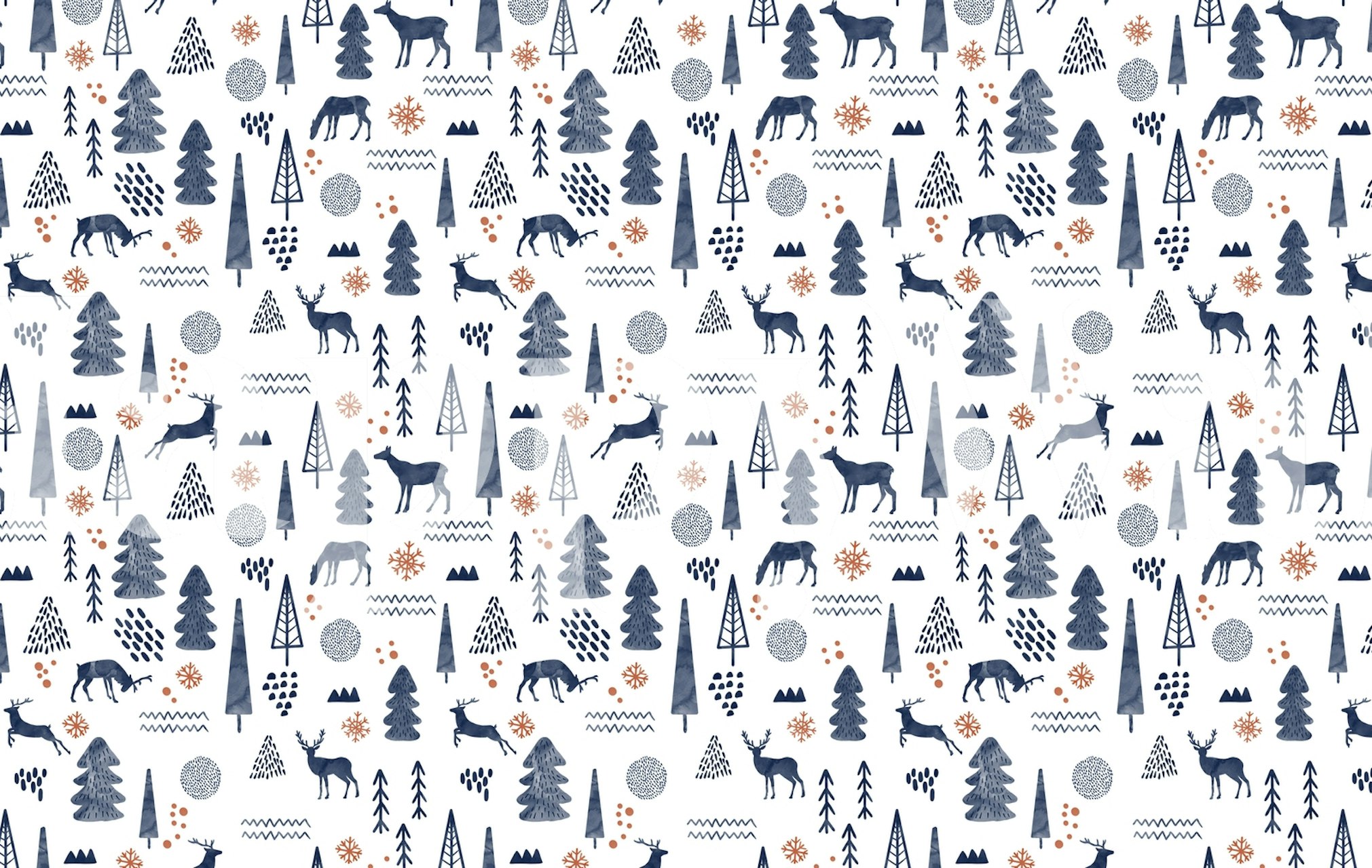 Deer Christmas forest wallpaper in a room