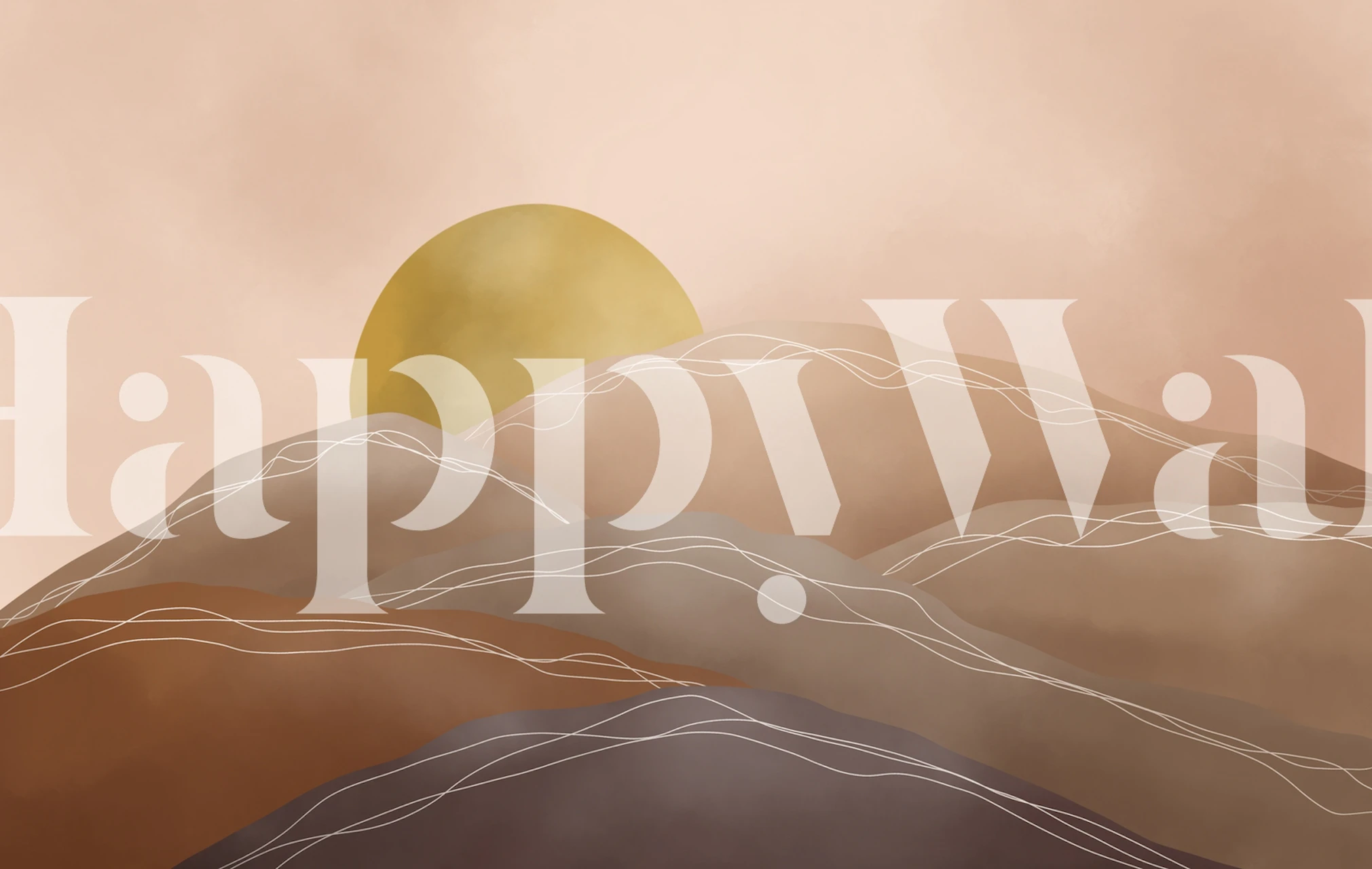 Terracotta sunrise I wallpaper in een kamer