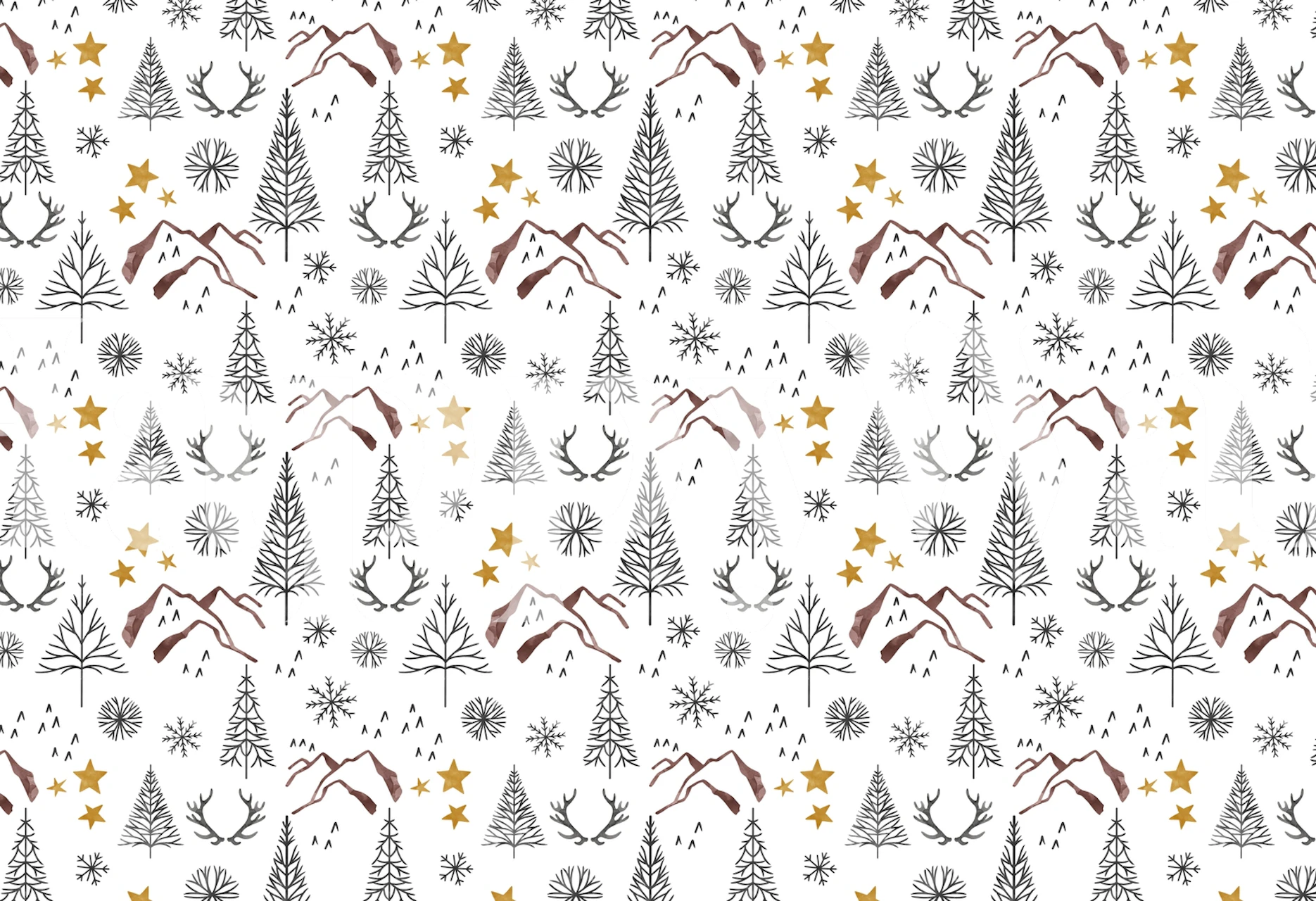 Modern Farmhouse I Behang met een sneeuwachtige rendierbos scène