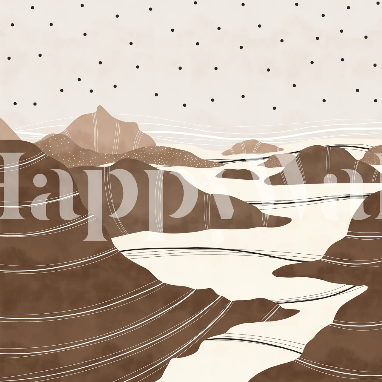 Modern mountain islands wallpaper in a room