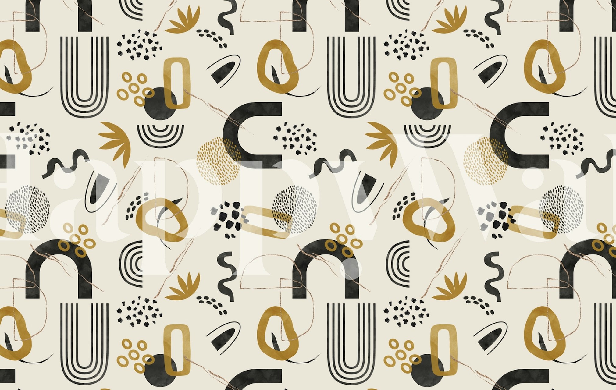 Modern wild shapes wallpaper in a room