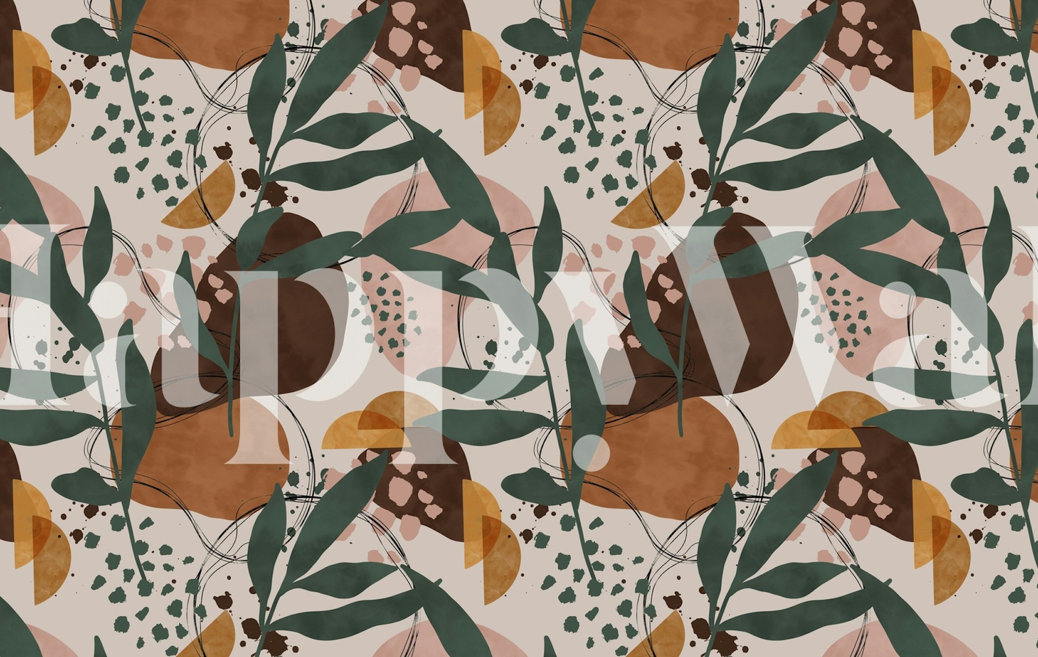 Abstract nature painting wallpaper on wall