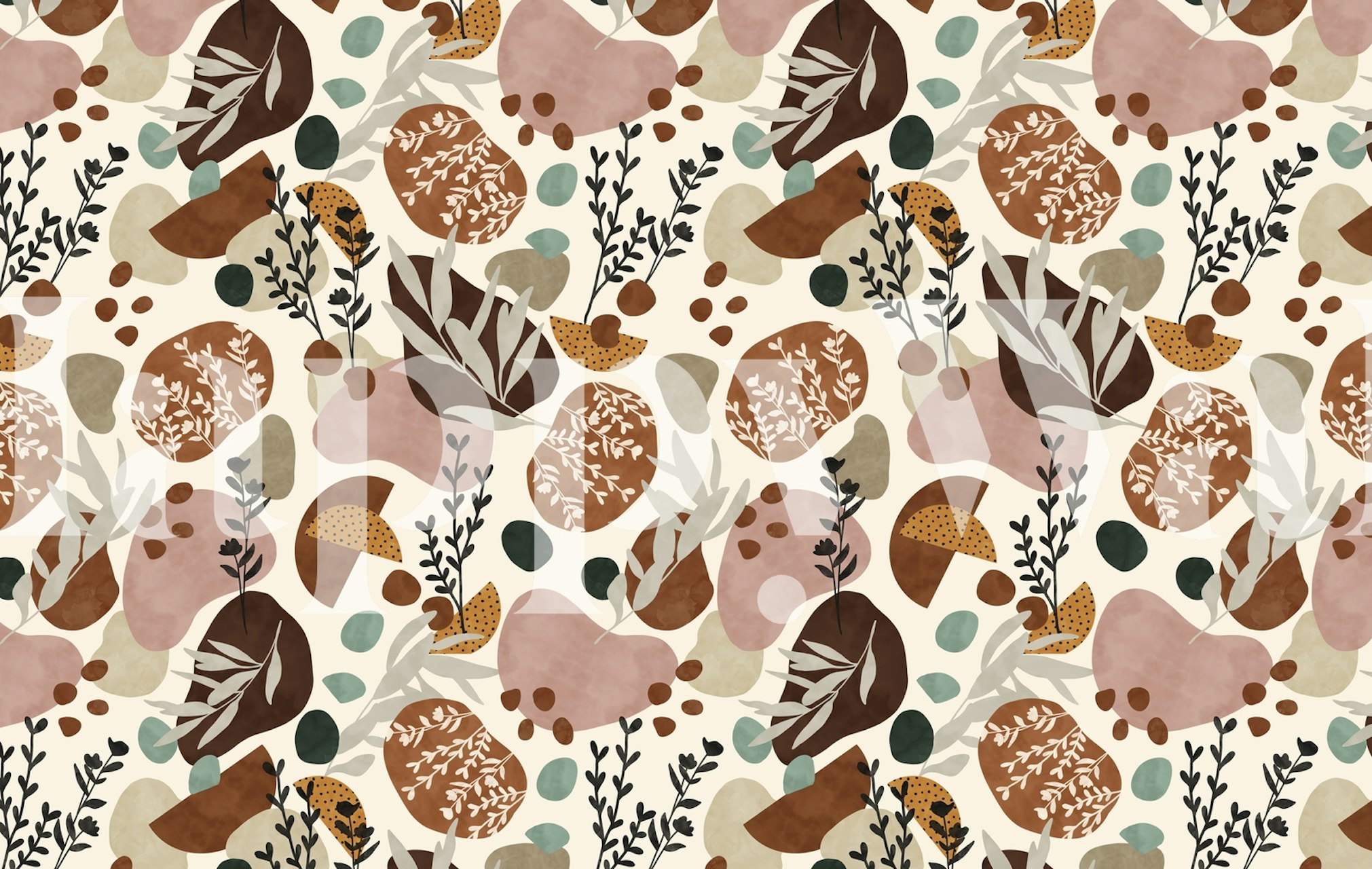 Nature-inspired wallpaper in a cozy room