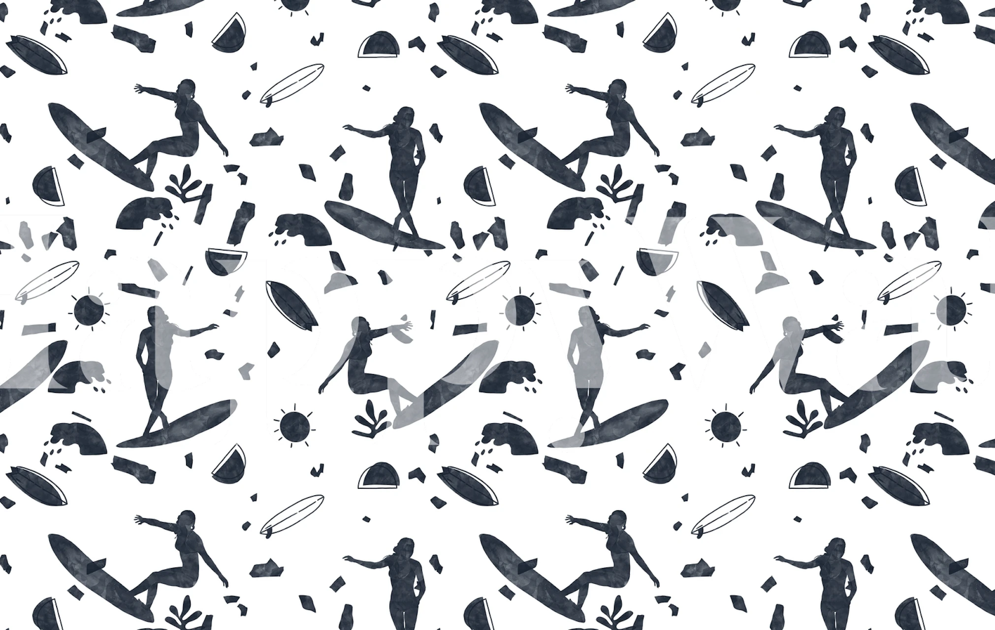 Surfer behang in een lichte kamer