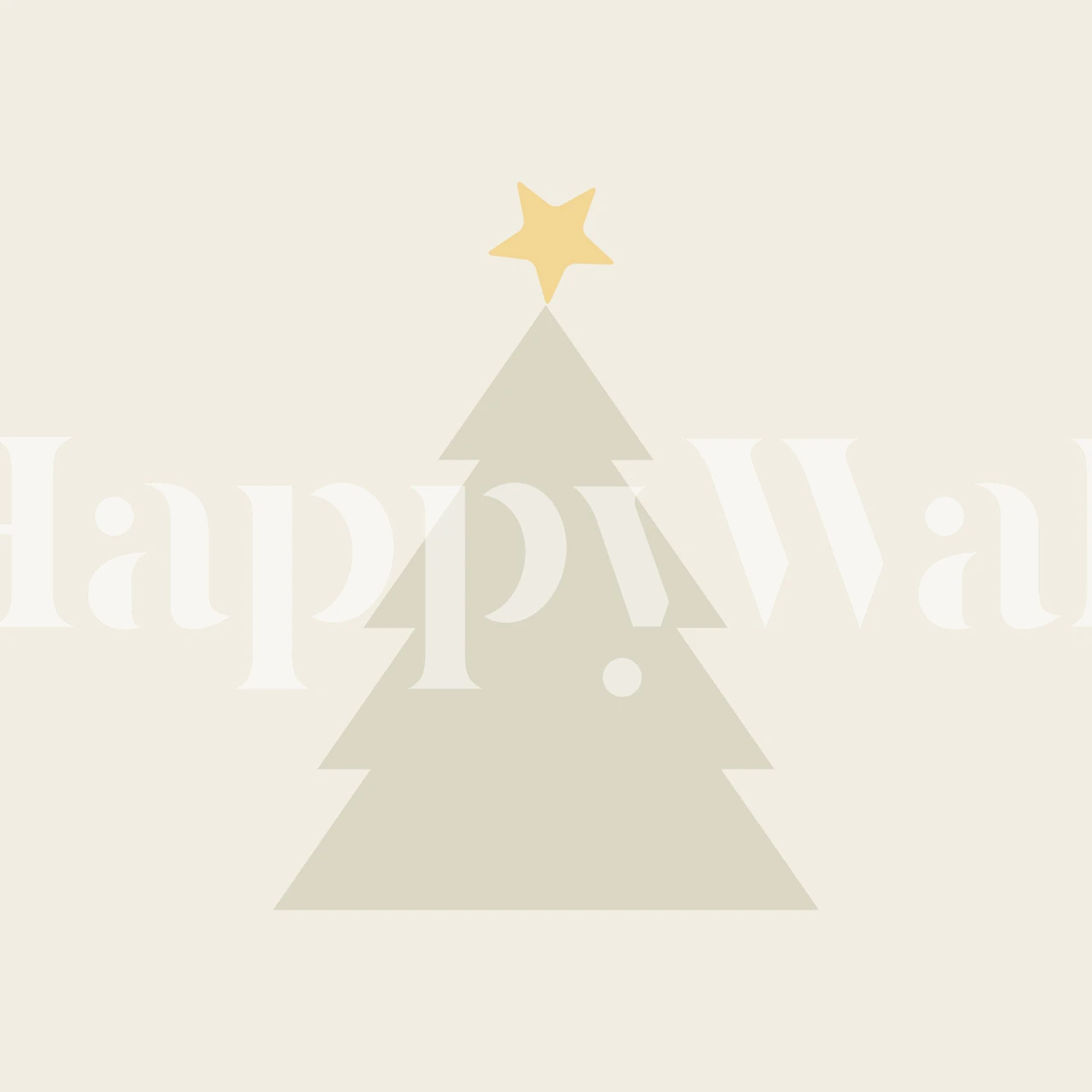 Minimalist Scandi Christmas tree with a golden star wall mural