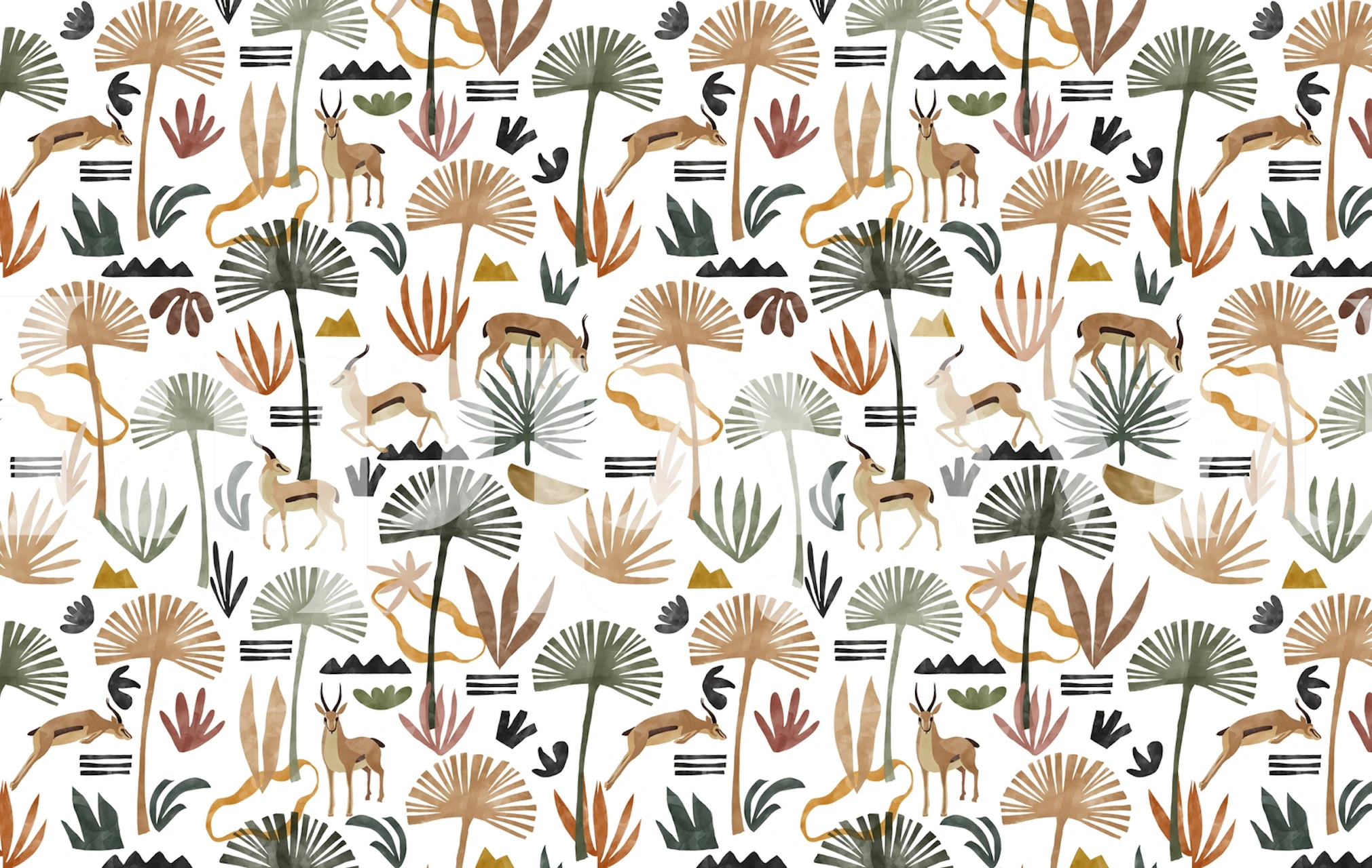 African savanna patroon behang met rennende dieren