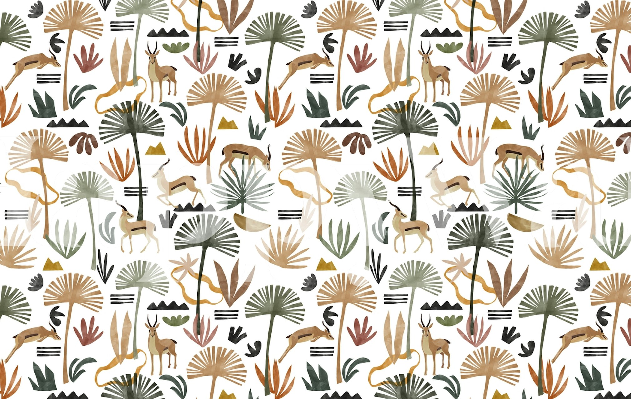 Carta da parati con motivo African savanna e animali che corrono