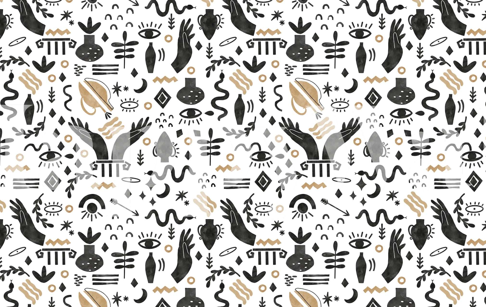 Abstract mystical silhouettes wallpaper design