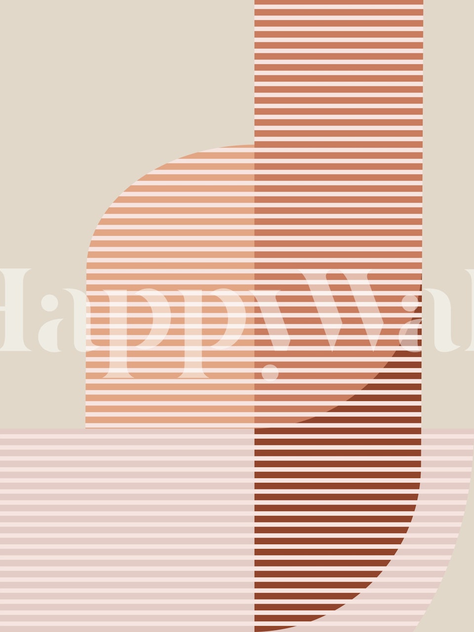 Geometric striped abstract design in soft pink and terracotta tones wallpaper