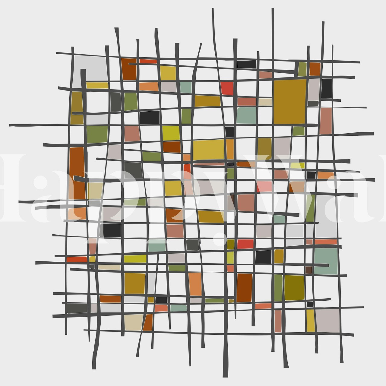 Abstrakt komposition 1104 tapet med geometriska linjer och färgblock