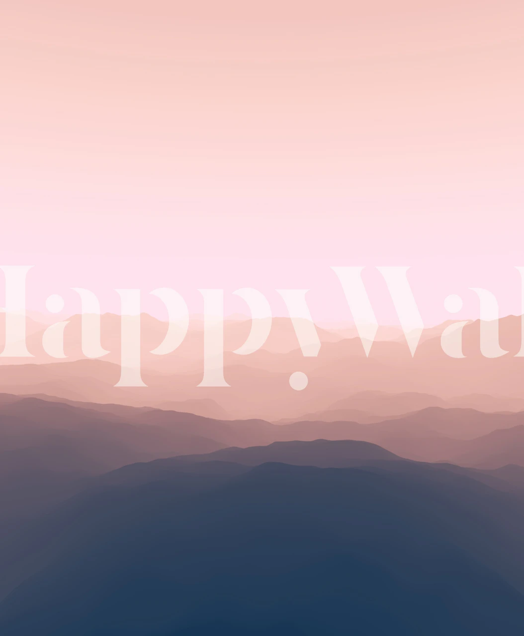 Abstract mountain landscape in pink and blue tones wallpaper