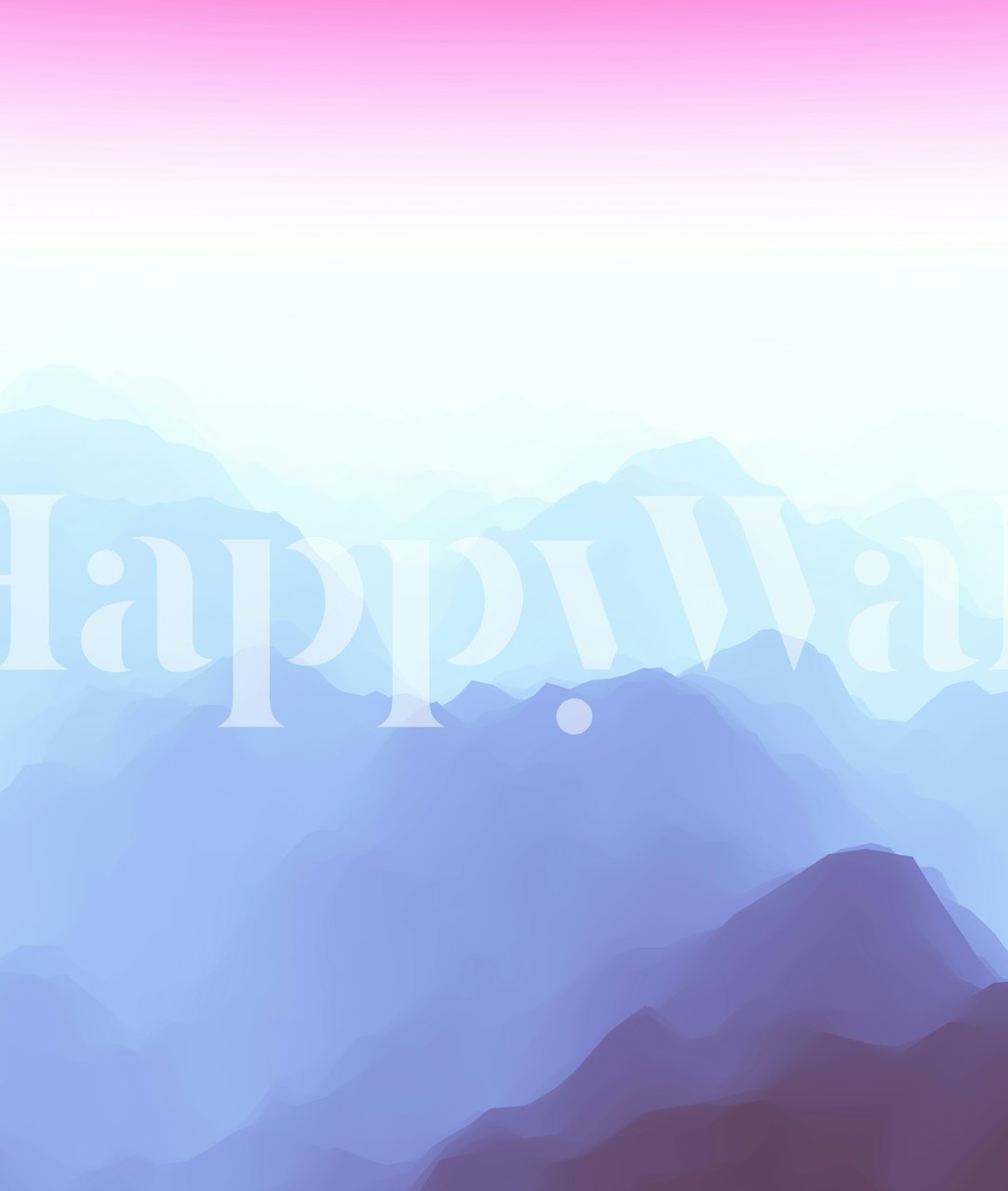 Mountains in a Serene Dawn wall mural with purple and pink hues