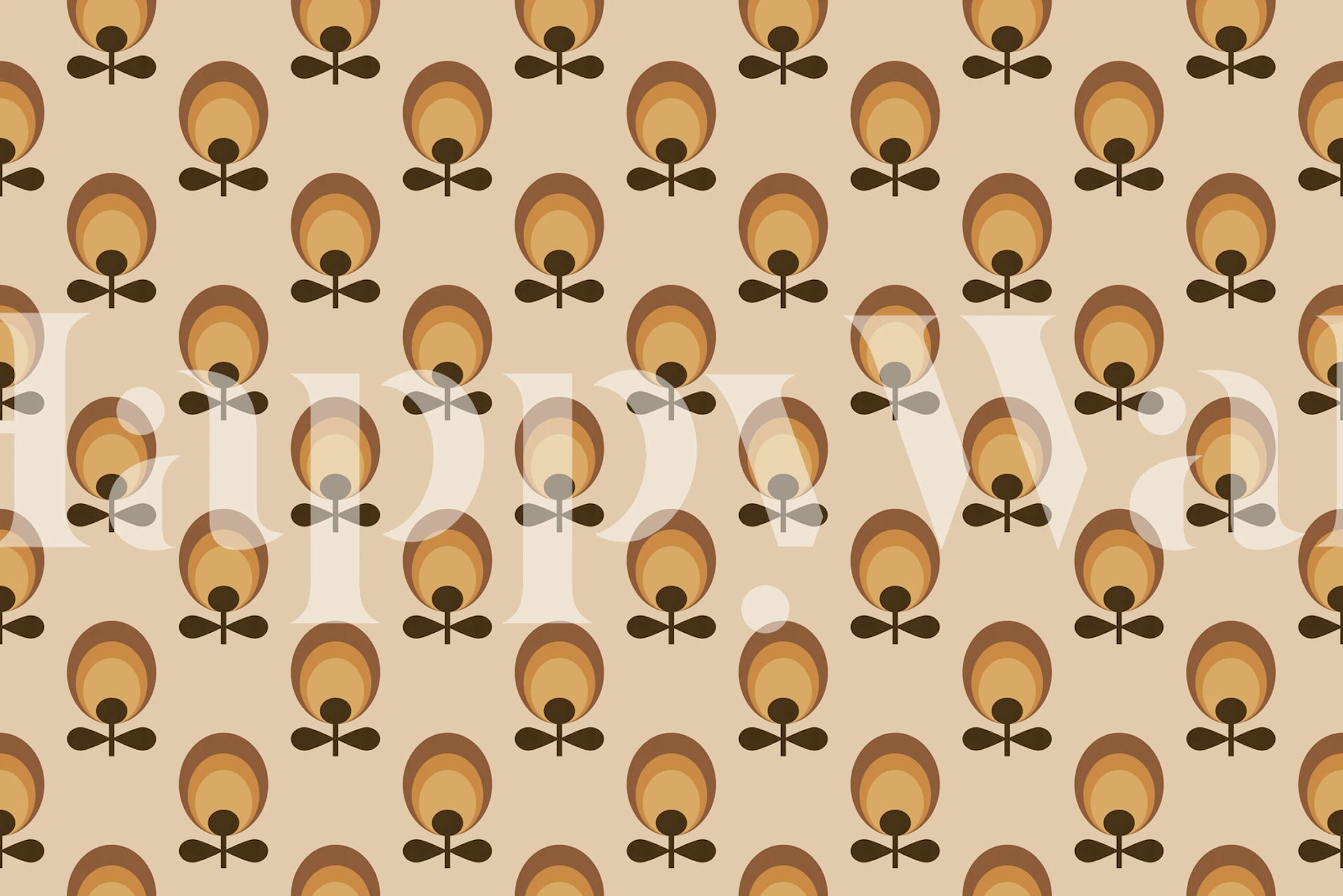 Retro floral pattern in warm brown and orange tones wallpaper