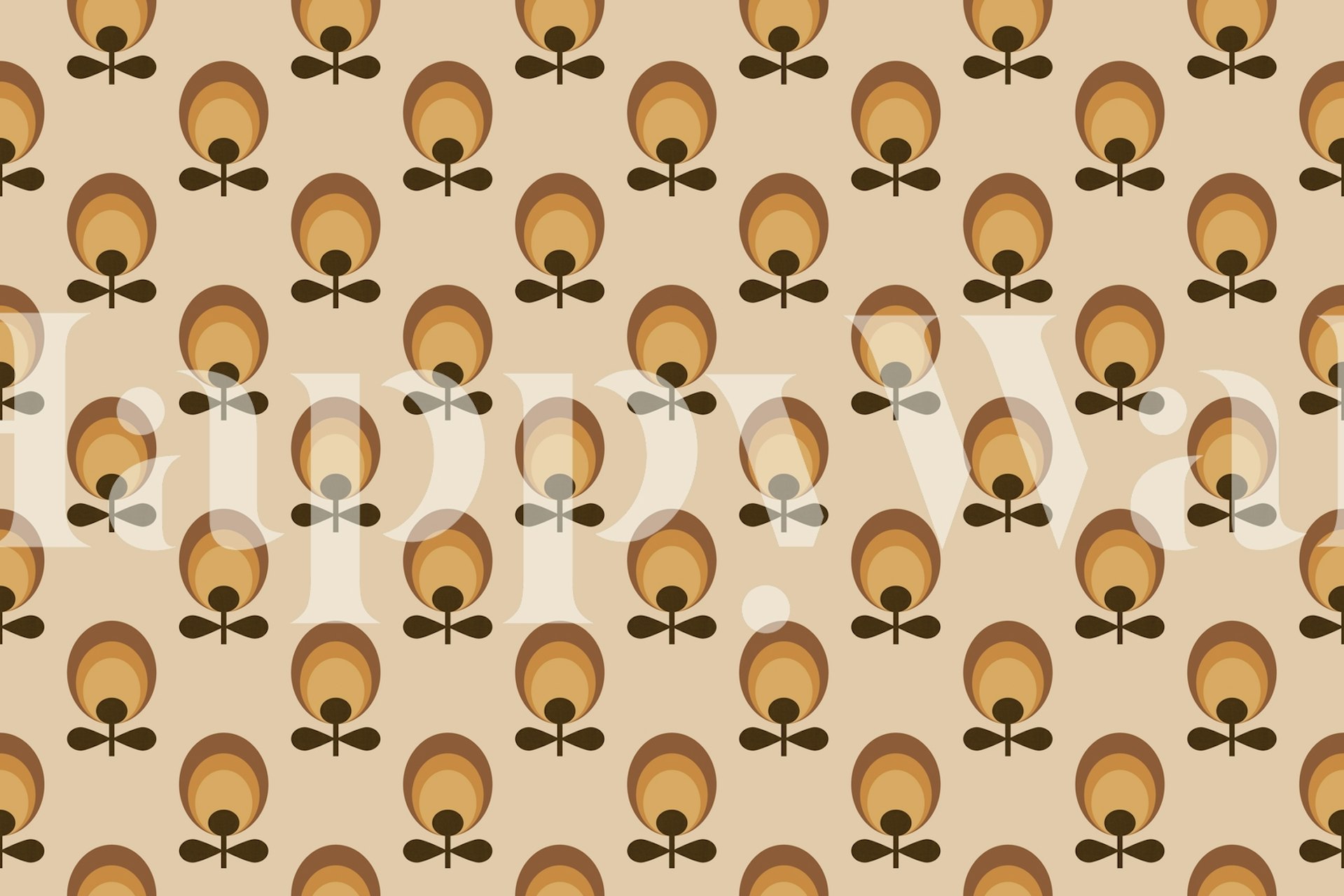 Retro floral pattern in warm brown and orange tones wallpaper