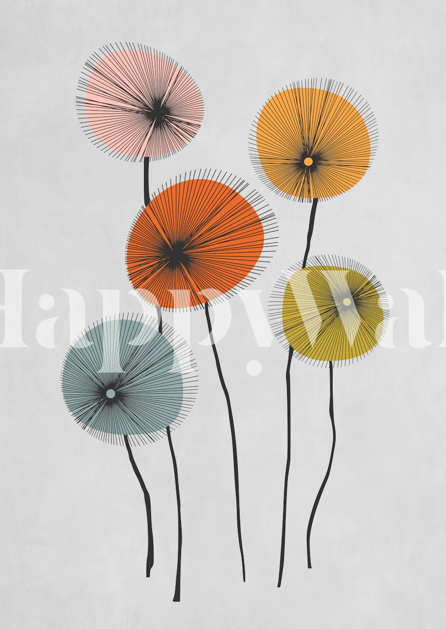 Colorful Poppies wallpaper in a room