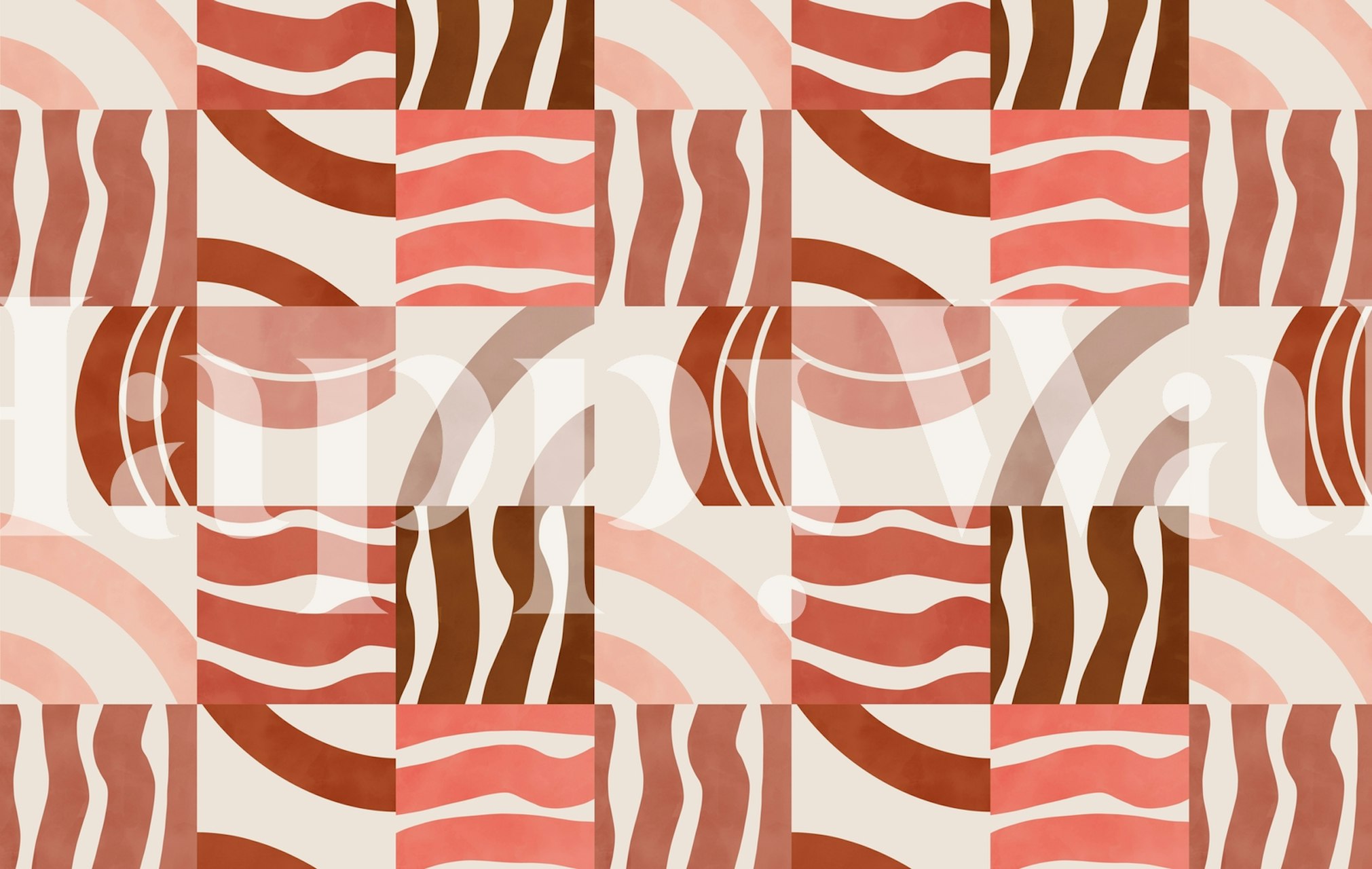 Tapeta Terracotta modern shapes u prostoriji