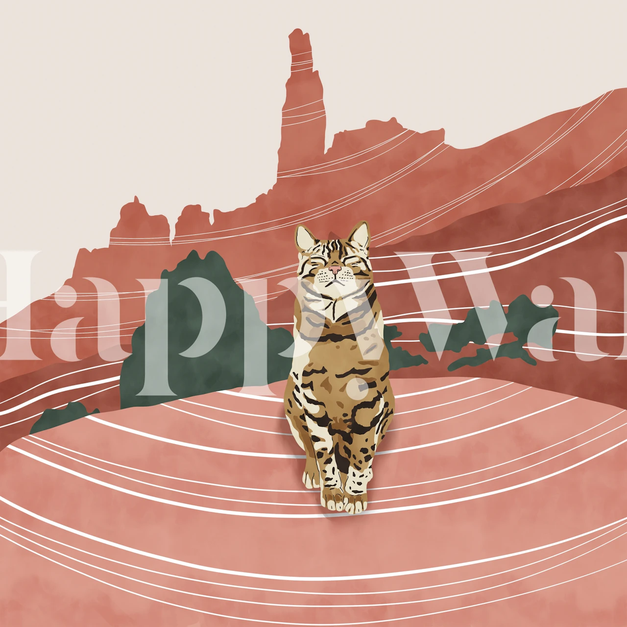 Wild nature cat tapeta u modernoj sobi