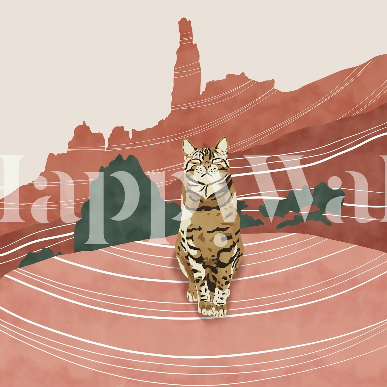 Papel de parede Wild nature cat em um quarto moderno