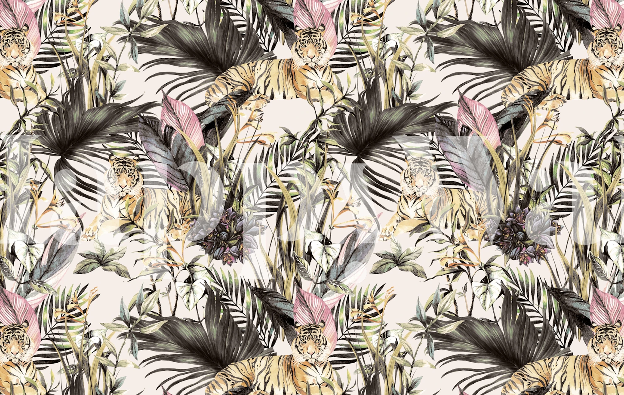 Tiger of the jungle wallpaper in a room