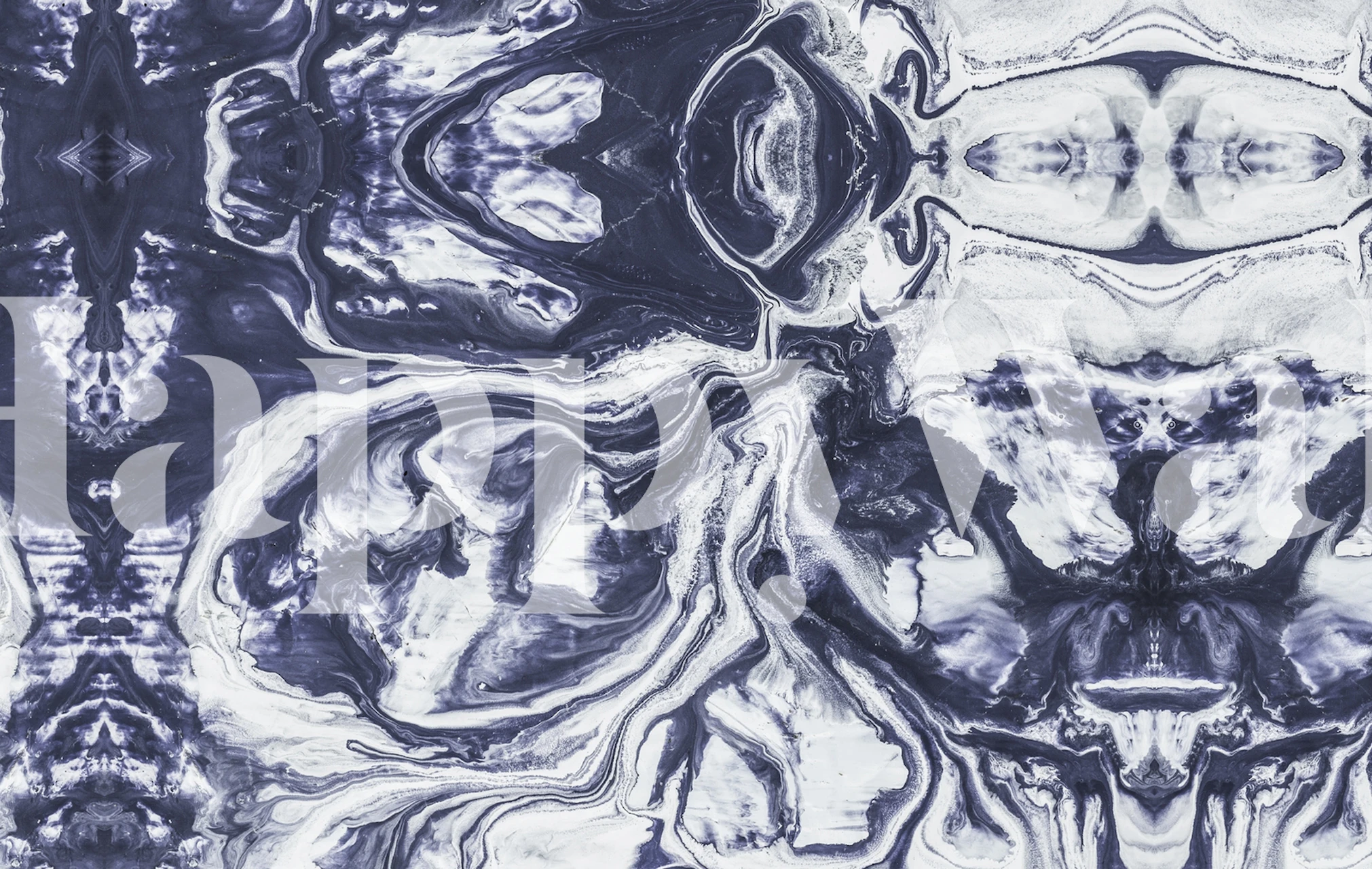 Marble indigo wallpaper in a room setting