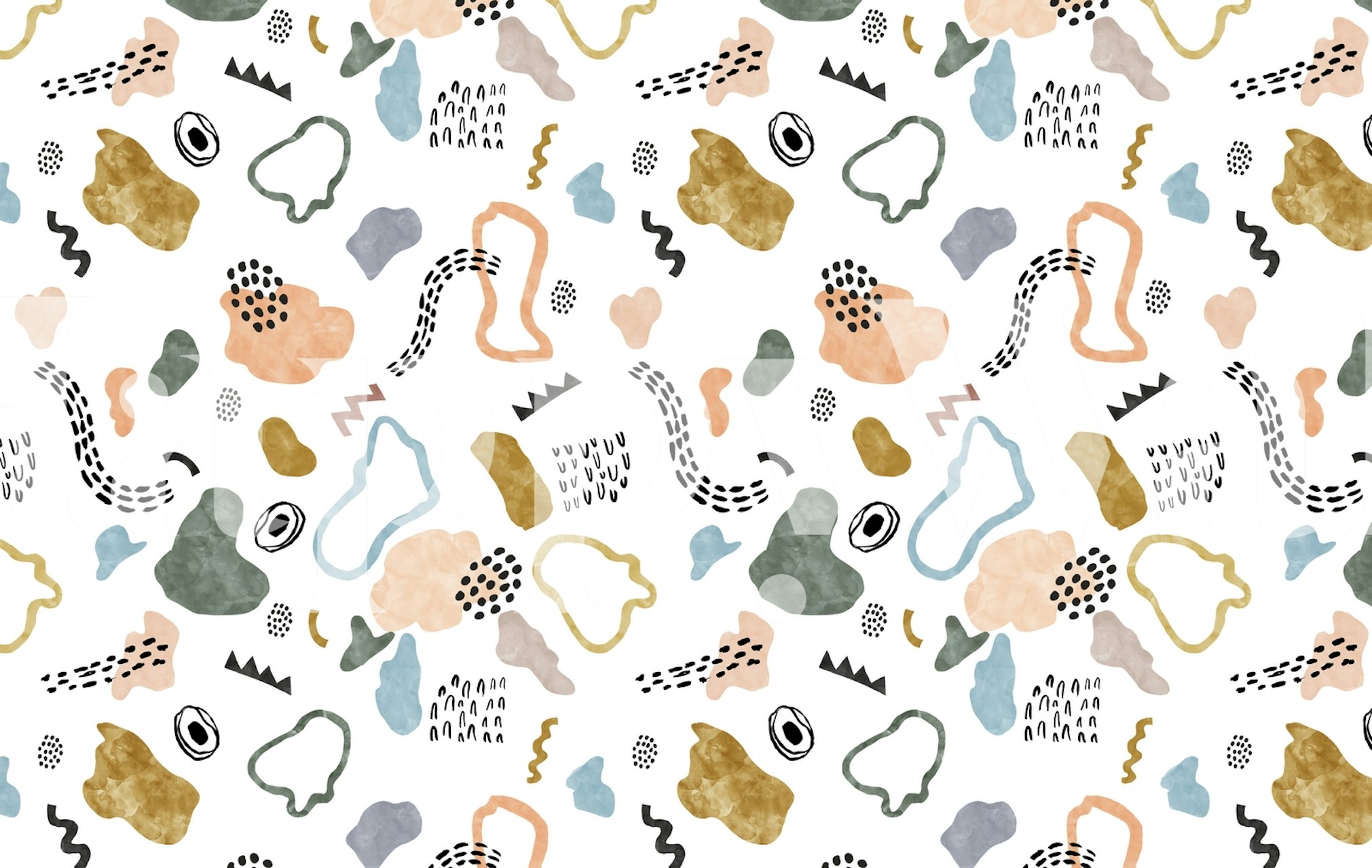 Abstract shapes wallpaper in a room setting