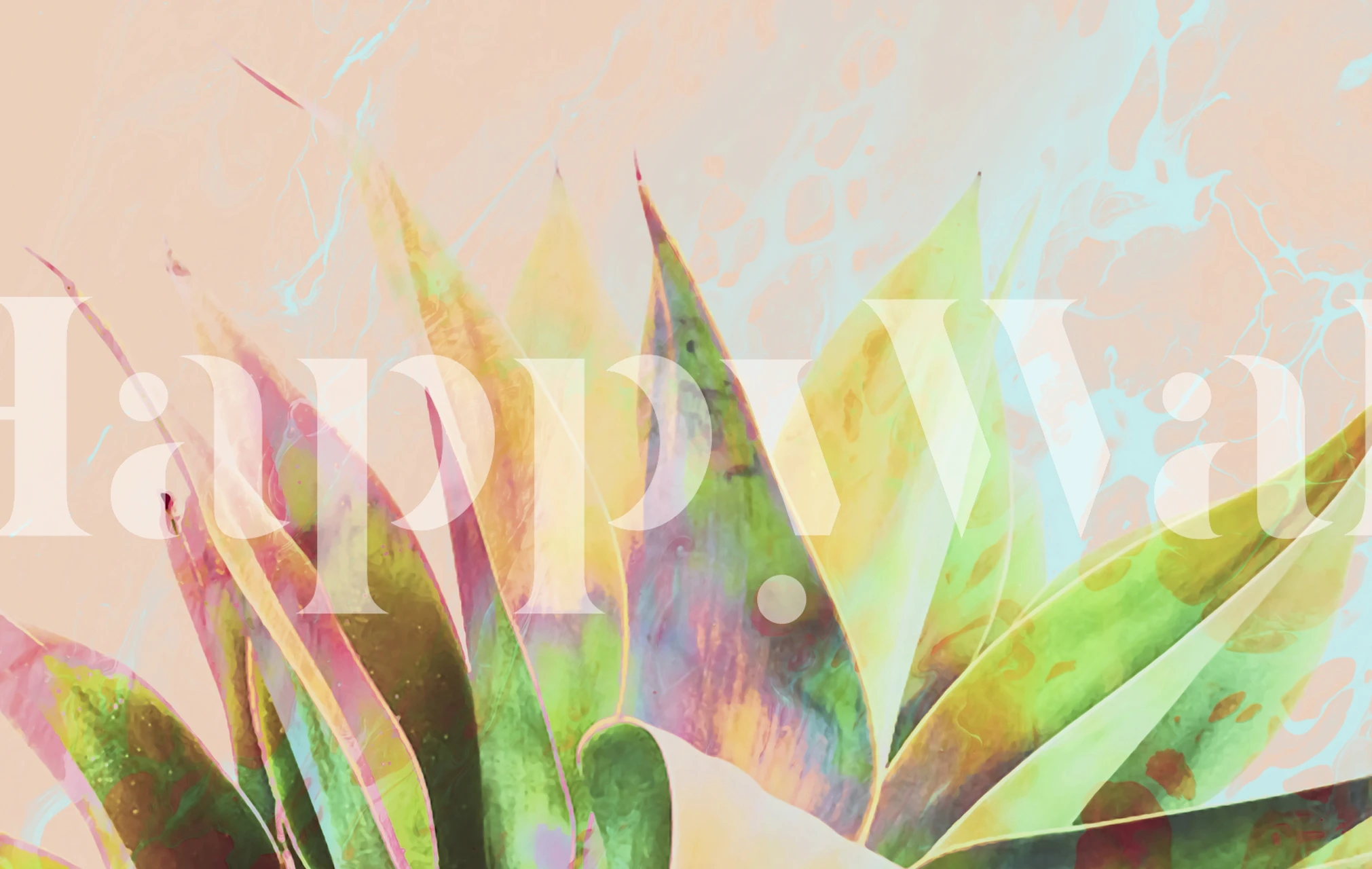 Abstract cactus in a marbled background wallpaper
