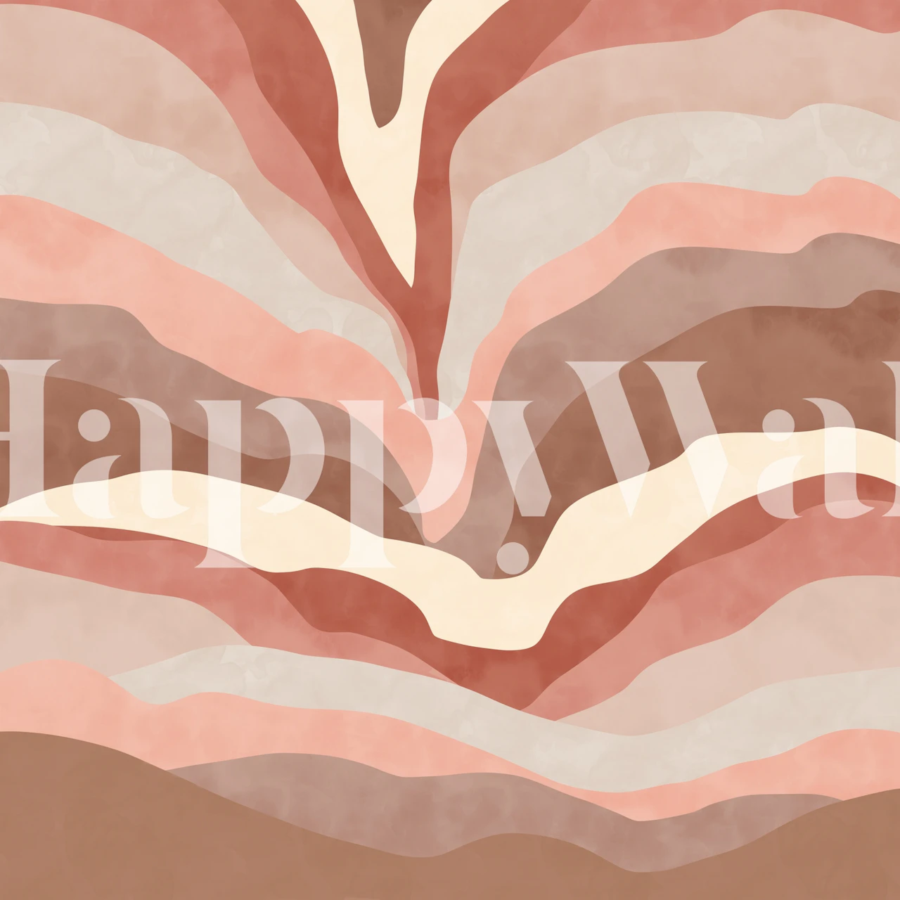 Abstract pink and beige lines in wavy pattern wallpaper