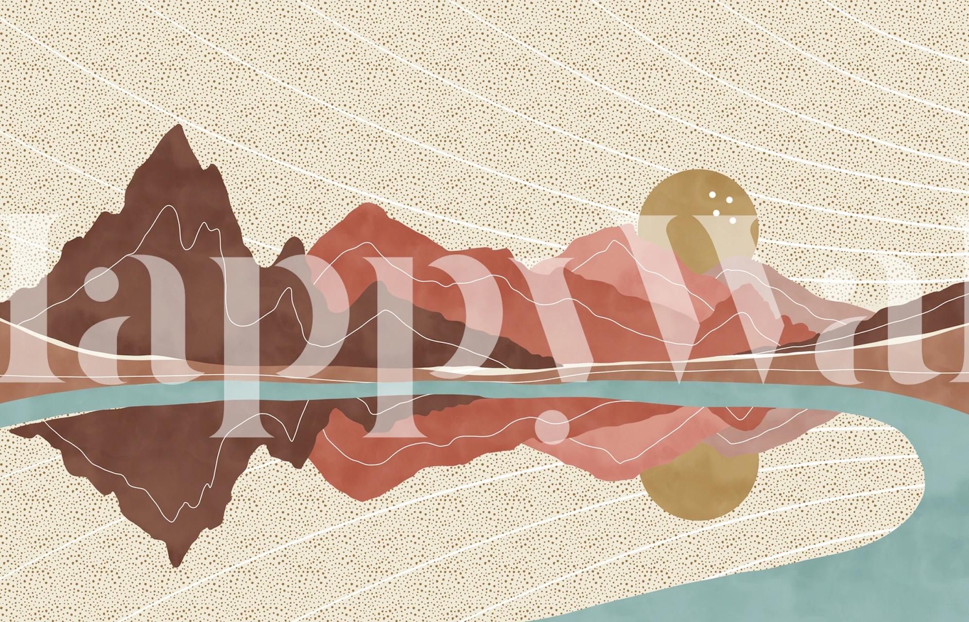 Simple lagoon landscape wallpaper in a room